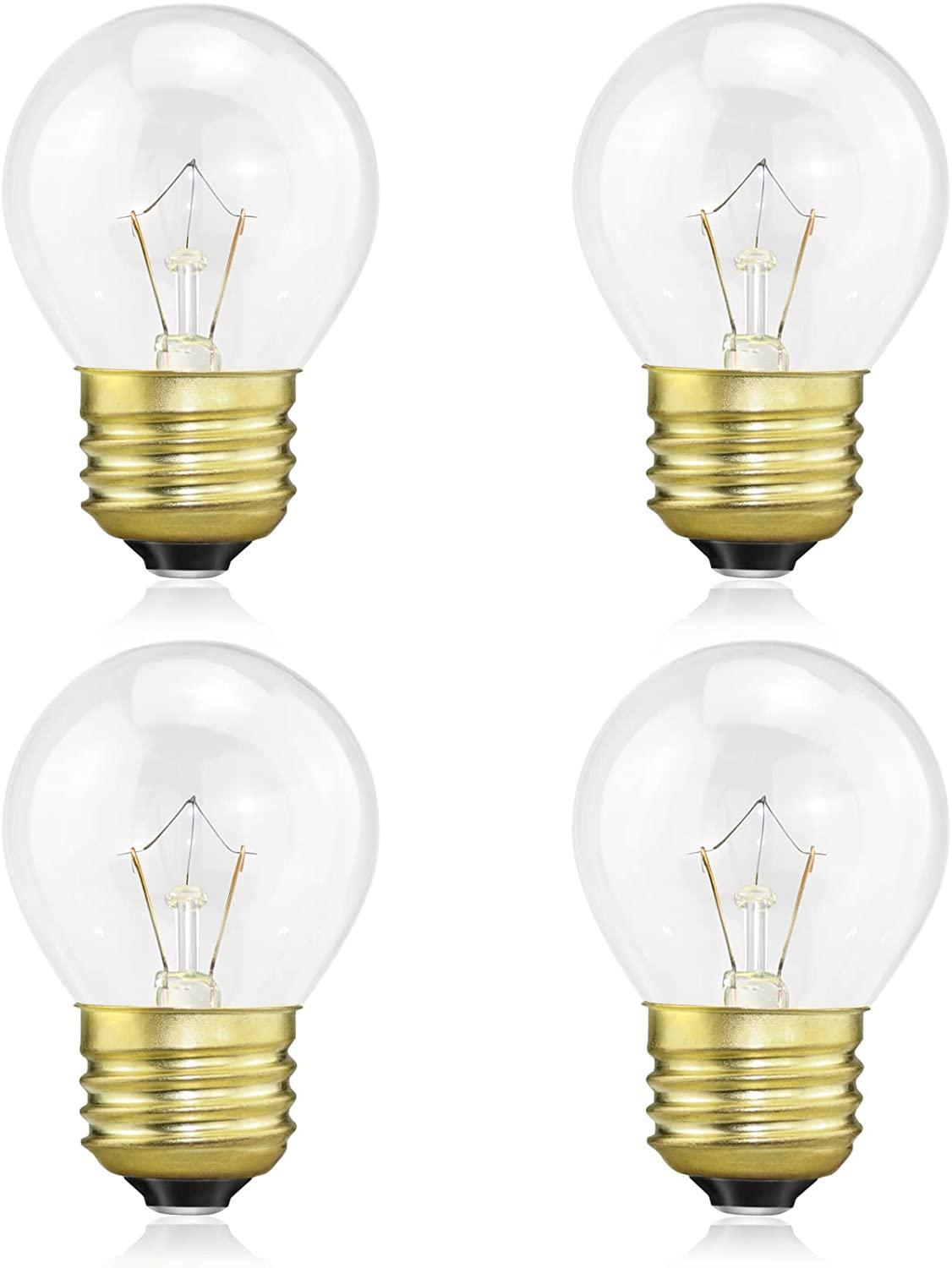 Oven Light Bulb 40 Watt, G45 Clear - High Temp 120v 415 Lumens E26 Standard Base