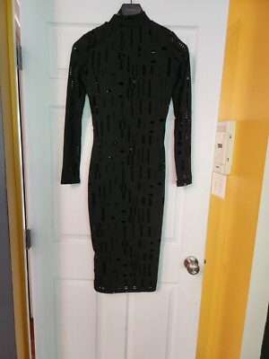 Long Sleeve Cutout Midi Dress, Black Cutout Medium | eBay