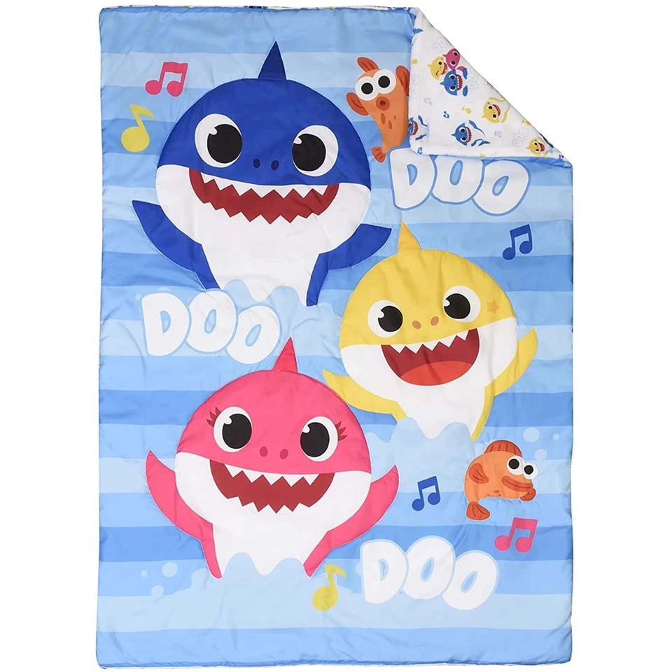 全新 鲨鱼 婴儿 幼儿 床上用品 3 件套 儿童 带双面被子 — 第 4/4 张图片