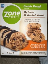 1 Box - Zone Perfect Peanut Butter Chocolate Chip Cookie Dough exp 08/24