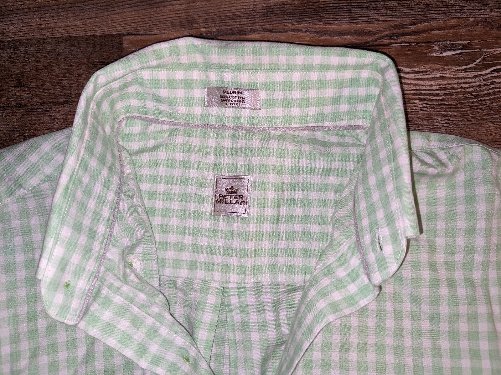 Peter Millar green white checked button down dres… - image 2