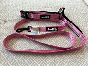 Set Alcott Adventure Dog Collar & Leash New Light Pink Purple Padded Large Cute!