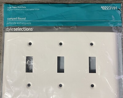 Style Selections White Stamped Triple Toggle Wall Plate  Brand New 