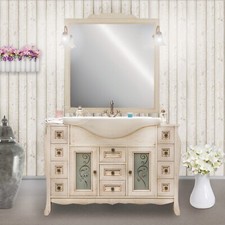 MOBILE BAGNO DECAPATO ARTE POVERA COMPLETO DI LAVABO E SPECCHIERA 