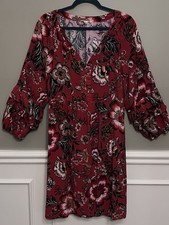 Hope Springs Dress 2XL Burgundy Floral Long Sleeve Boho Fairy 