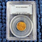1952 Lincoln Wheat Cent - Philadelphia Mint - PCGS MS 64 RD - Beautiful Luster