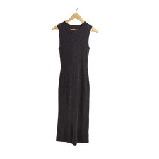 Quince Mongolian Cashmere Sleeveless Midi Sweater Dress Heather Charcoal XS