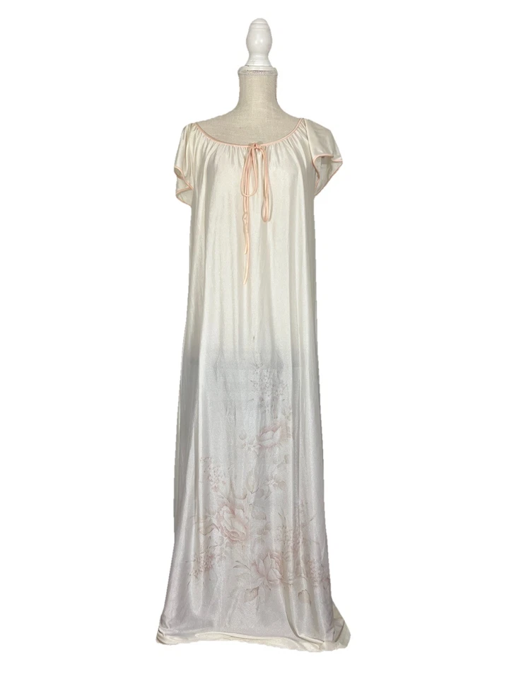 Conjunto de Vestido Vintage Años 70 Montgomery Ward SM Peignoir Bata Sin Mangas Floral Cottage Glam Foto 3 de 4