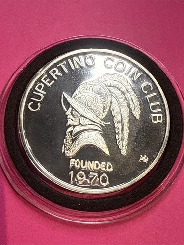 1970 Vintage Cupertino Coin Club .999 Fine Silver Round Medal 999 & Capsule