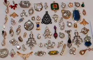 BIG Lot 50+ Vintage Jewelry ALL RHINESTONE Craft Scrap SMALL Junk Drawer Parts
