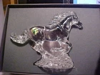 Vintage New In Box 8" Waterford Ireland Clear Crystal Running  Horse Figurine