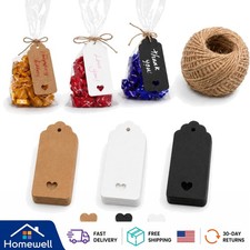 150 Blank Kraft Gift Tags 100 Feet Jute Twine - Ideal for Weddings Crafts