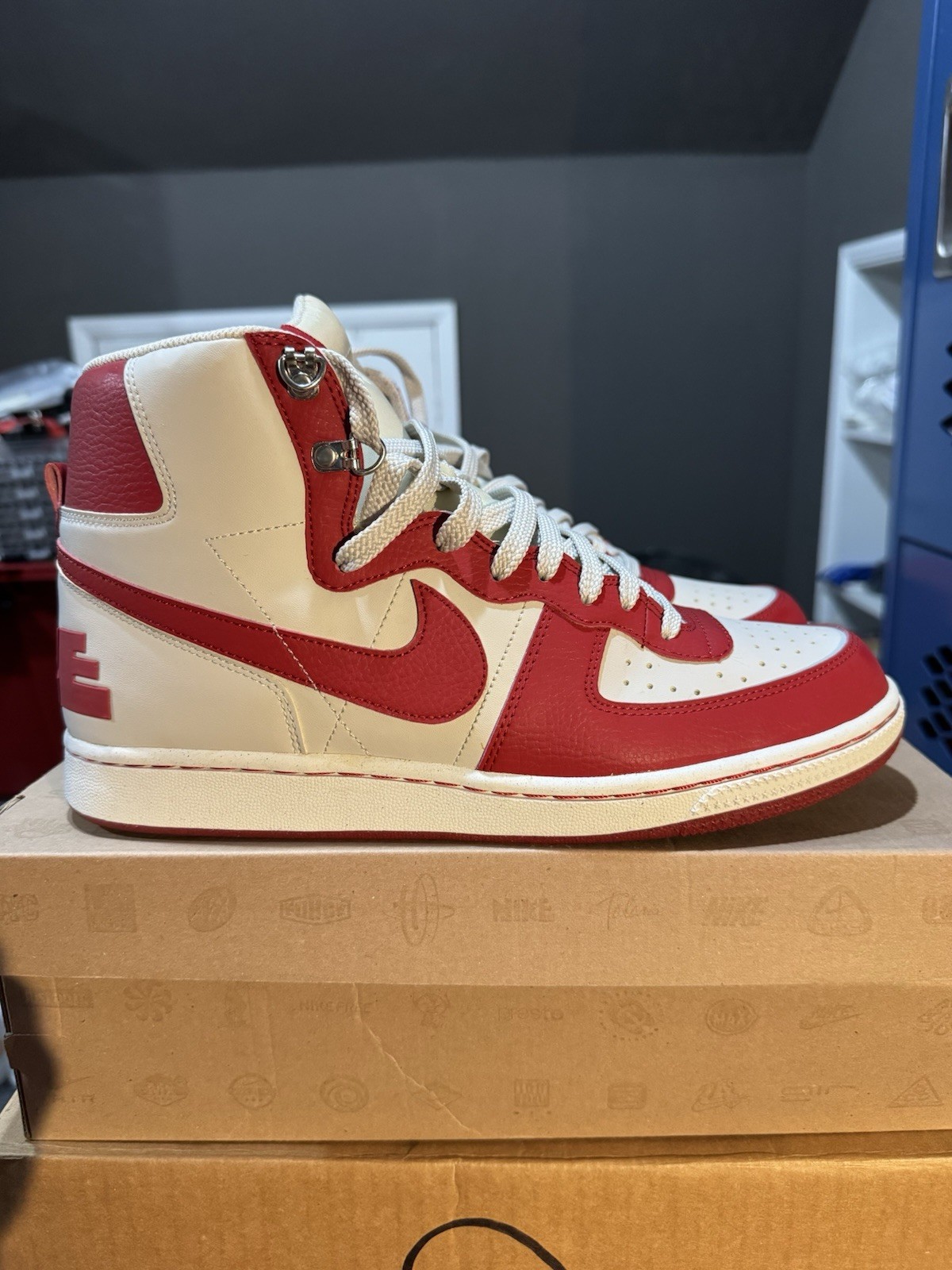 Nike Terminator High Basic Light Bone Varsity Red… - image 2