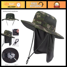 UPF 50 Sun Protection Fishing Hat, Water Resistant with Detachable Neck Flap