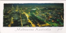 Oversize Postcard-Night Aerial View-MELBOURNE, Victoria, Australia