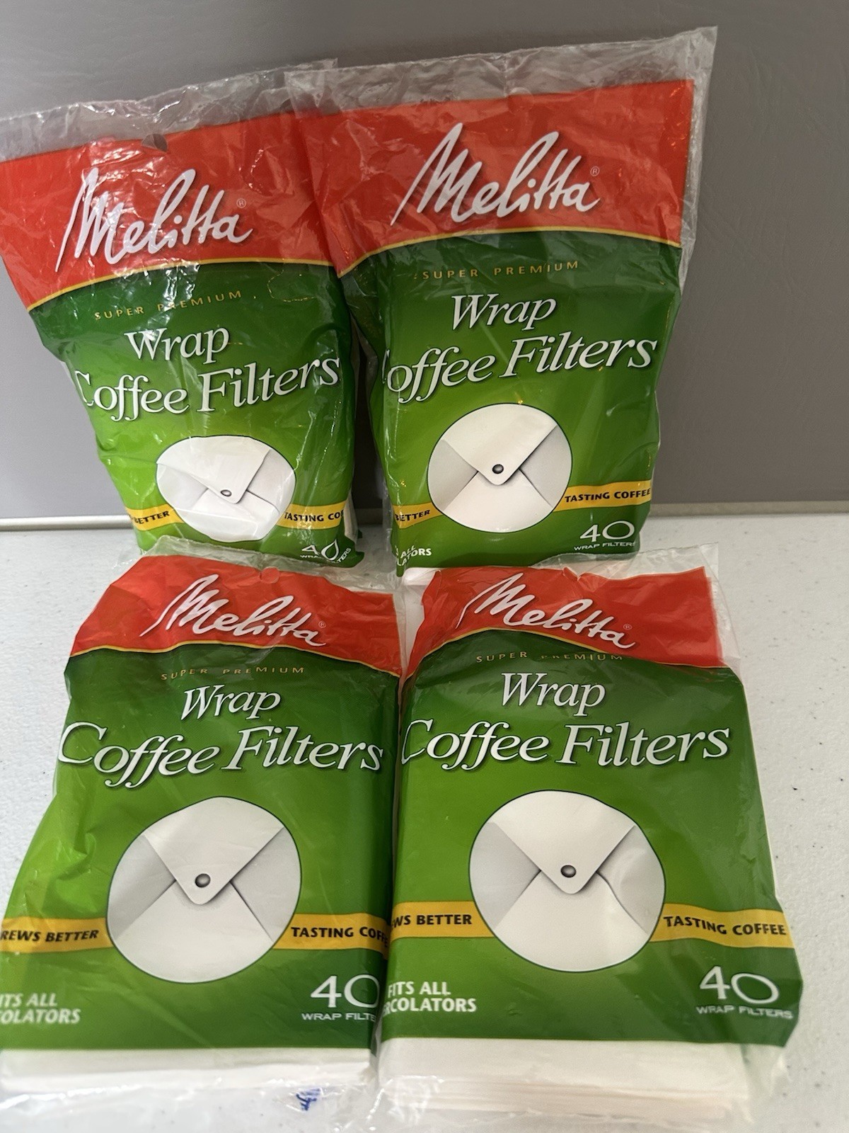 Melitta 4 Packs Super Premium Wrap Coffee Filters 40 Count Each Pack Total 160