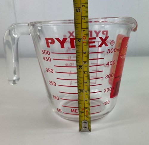 Vintage PYREX 516 Measuring Cup 2 Cup-16 Oz-1 Pint-500 ML Red Lettered - Picture 9 of 11