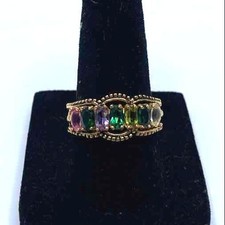 14K Gold Multi-Color Gemstone SZ 6 3/4 Ring 5.0g