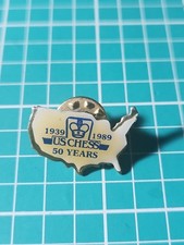 Vtg US Chess 1989 50 Years Gold Tone Lapel Pin
