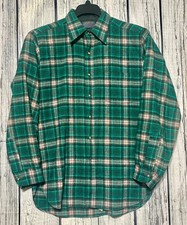 Vintage Pendleton Shirt Mens Medium Button Up Green Plaid 100 Virgin Wool USA