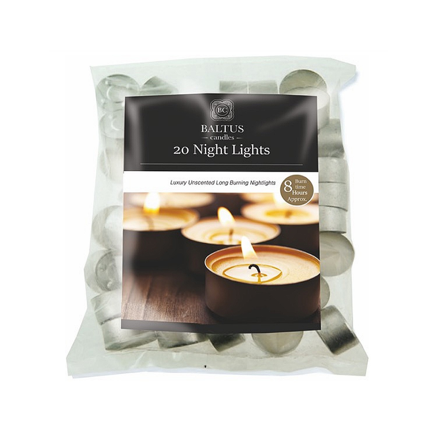 20pcs Luxury Unscented Tea Light Candles Long Burning Nightlights 8 Hrs Approx