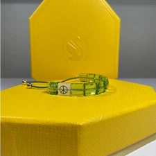 Swarovski Crystal Letra Peace Symbol Bracelet, Peace, Green, Rhodium Plated