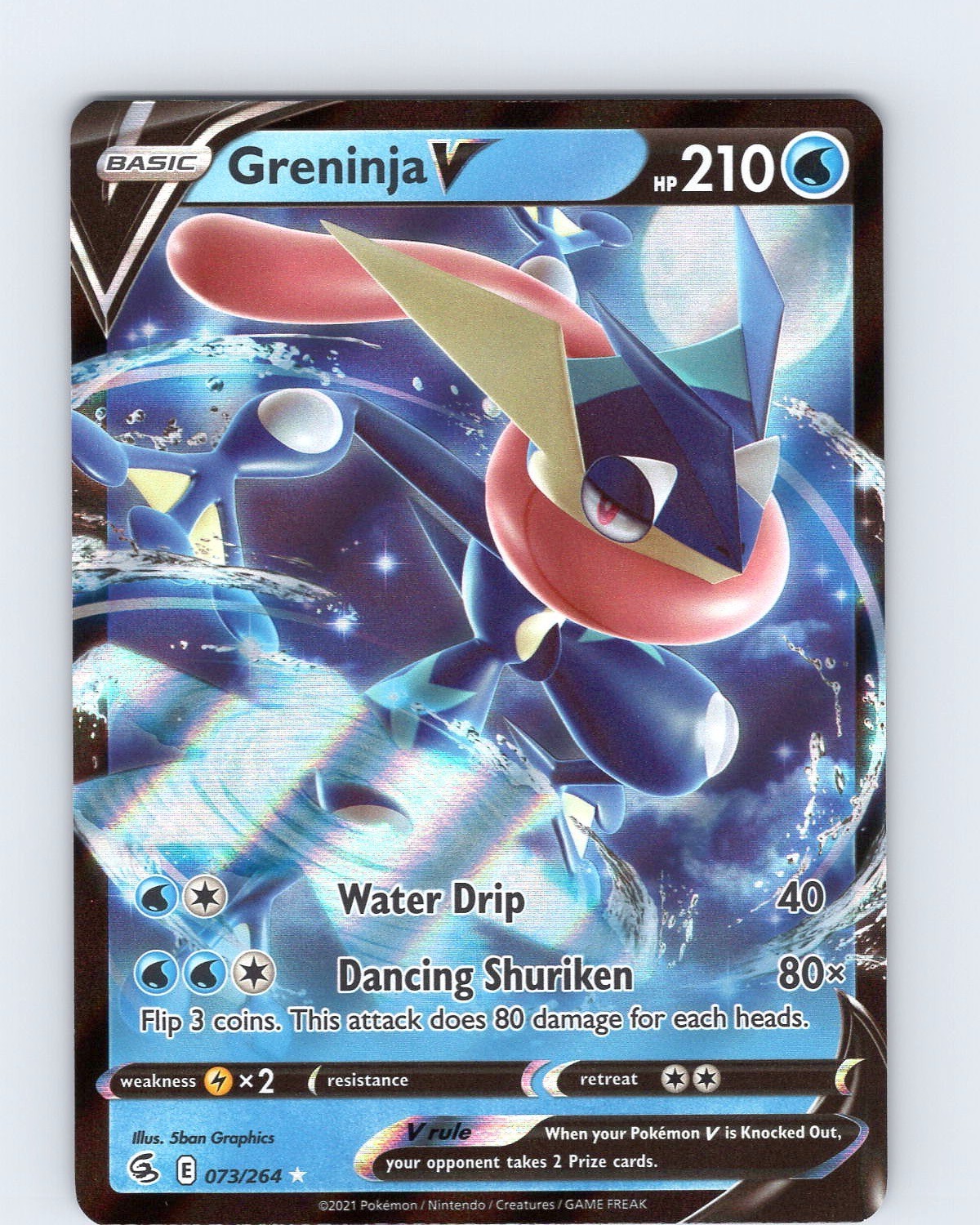 Pokemon TCG Greninja V SWSH Fusion Strike 073/264 Ultra Holo Rare Card NM