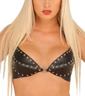Ledapol-genuine leather halterneck bra with perforated studs in various colours