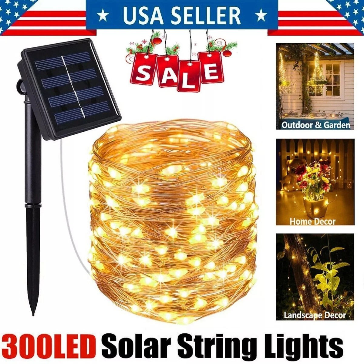 30m/100ft Outdoor Solar LED Edison Bulb String Lights – 30+2 Spares, Warm White, IP65