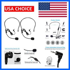 2Pcs Microphone Headset Mic, Flexible Wired Boom for Voice Amplifier, 3.5mm C...