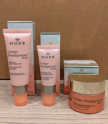 NUXE Creme Prodigieuse Boost Skincare Set Day Cream Eye Cream Night Balm NEW