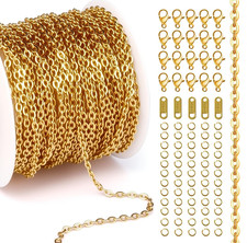 60Feet Gold Plated Chain for Jewelry Making, Width 2Mm DIY Jewelry Making Chain