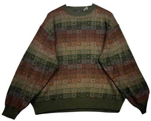 Vintage Cotton Traders Mens Wool Blend Retro Sweater Knit LS Size XXL Multi Geo