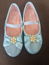 Girls' Size 12 Ballet Flats Light Blue Slip On Shoes . In Excellent Condition.