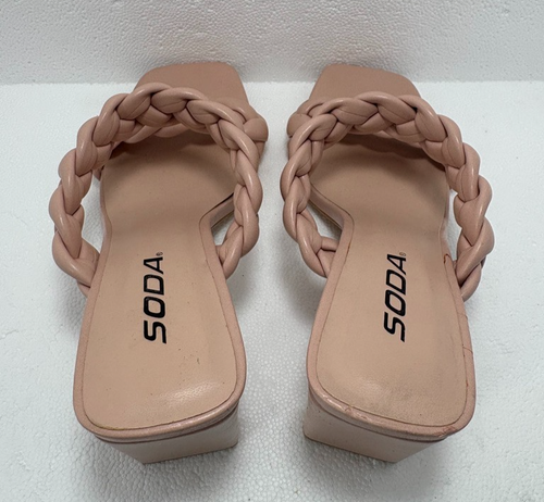 Soda Women's Braided Heelled Square Toe Block Heel Sandals size 6.5 - Picture 12 of 21