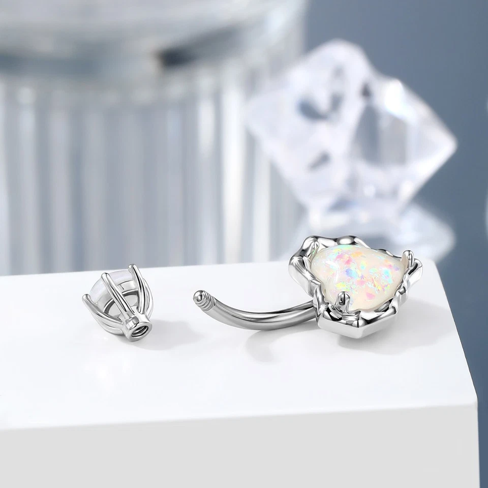 Anillo Corazón Ombligo 14G 10mm Acero Inoxidable 316L Barra Curvada Ombligo Piercing Foto 4 de 4