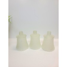 Vintage Homco Frosted Glass Peg Votive Candle Holder Diamond Point Cup Set 3