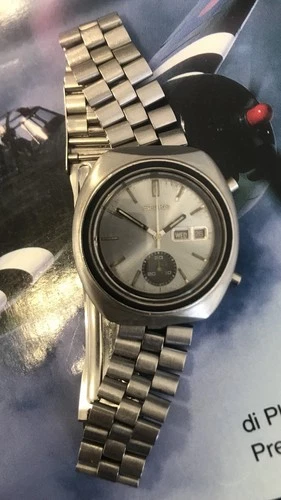 Vintage Seiko 6139 8002 Japan 1971 Automatic Chronograph Stelux Grey Bracelet