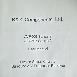 B&K Components AVR505/AVR507 Series 2 User Manual English (Amplifier/Preamp)