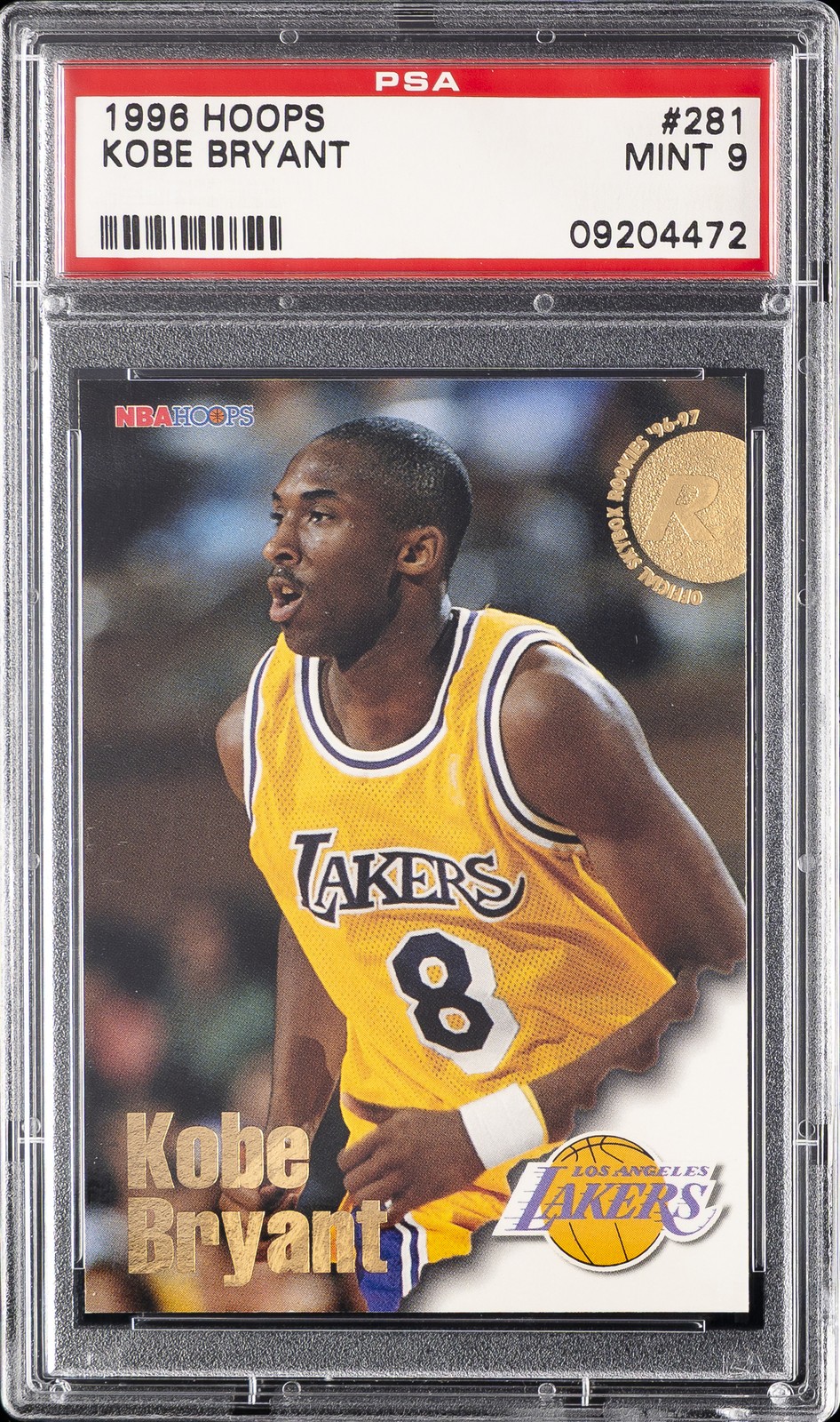 1996 HOOPS #281 KOBE BRYANT ROOKIE RC PSA 9