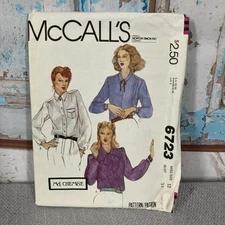 McCalls 6723 Sewing Pattern Misses Blouses Womens Size 12 Uncut