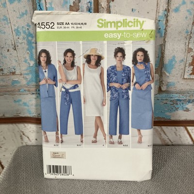 Simplicity 4552 Sewing Pattern Misses Skirt Cropped Pants Dress Top Kimono Scarf