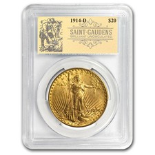 1914-D $20 St Gaudens Double Eagle BU PCGS (Prospector Label)