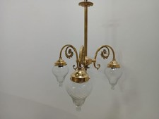 Solid Brass Chandelier – Vintage Style Ceiling Pendant Light  Cut-Glass Shades