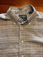 Gitman Bros Vintage Shirt Gray Embroidered Stripe Button Down Made USA Medium