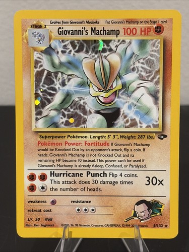 2000 Pokemon Giovanni's Machamp 6/132 Gym Challenge Holo Rare WOTC LP+
