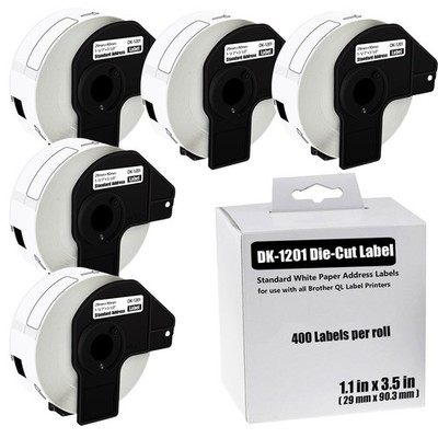 5Rolls 1.1''x3.5'' Permanent Frame DK-1201 for Brother QL Address Label Printer