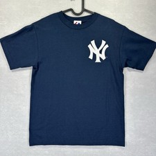 Vintage MLB New York Yankees Derek Jeter 2 Kids Large Textured Majestic T-Shirt