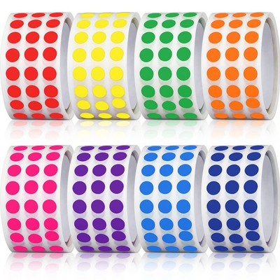 8000 Pieces 1/4'' Colored Dot Stickers Round Color Coding Labels Small, Red