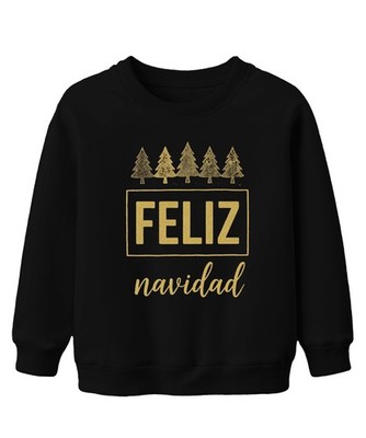 FELIZ navidad Christmas Xmas Tree Gold Glitter Gift Unisex Kids Swe